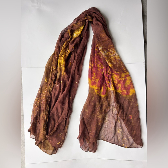 New Vivante tissue weight brown red gold scarf lightweight modal - Picture 1 of 5